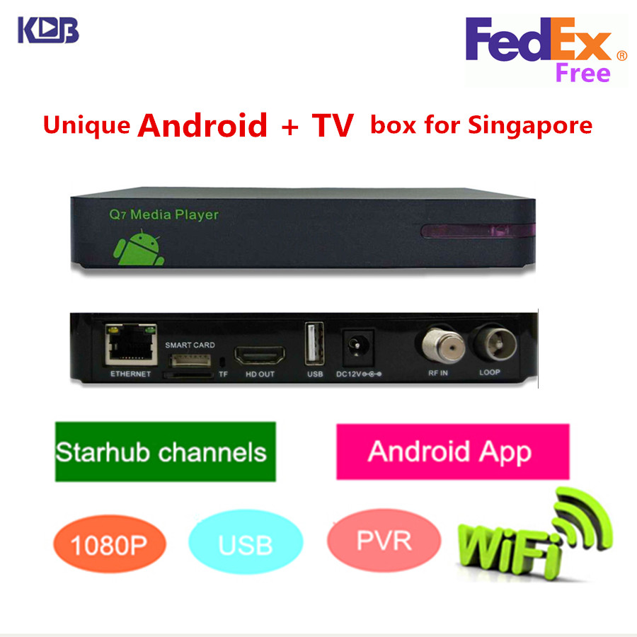 Free shipping Q7 Starhub singapore cable TV box support Soccer channel + Android Youtube KODI Netflix+wifi built-in