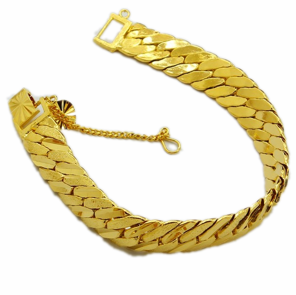 24K Gold Plated men jewelry FREE SHIPPING,wholesale 24K Gold Plated 12mm braclet for men 8inch