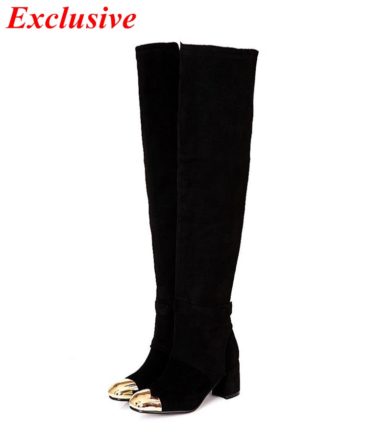 Woman Sequined Knee Boots Winter Short Plush Sheepskin Thick With Long Boots High Quality Black Slip-On Sequined Knee Boots