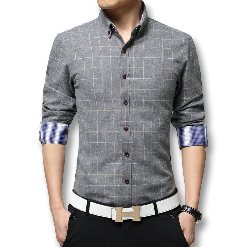font b Plaid b font Men Shirts 2016 FASHION Men s Long Sleeved Casual Shirts