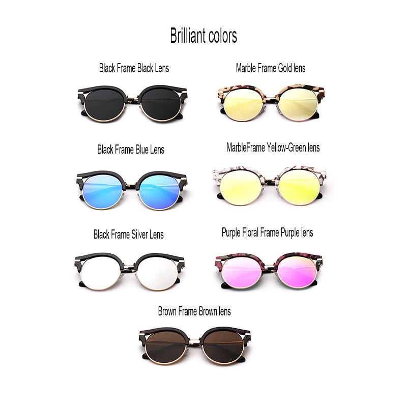 FEIDU 2015 Summer Fashion Round Sunglasses Women Eyewear Brand Designer glasses Multi color Points Sun Glasses
