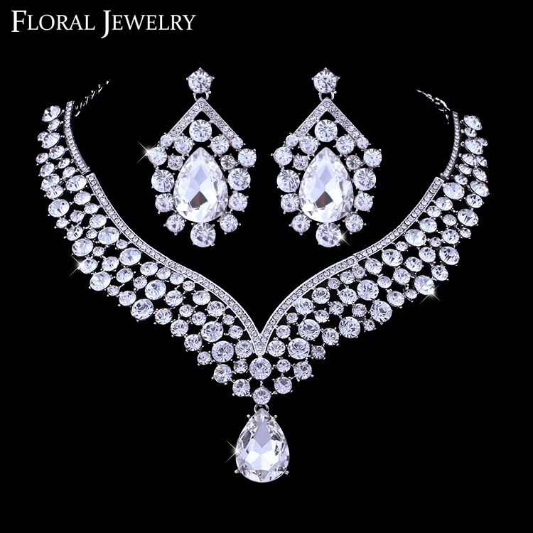 Bridal Bridesmaid Prom Fashion Jewellery Set Rhinestone Crystal Necklace Earring TL290