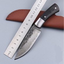Alta calidad, patrón de forja Manual de hoja de acero, damasco cuchillos, cuchillo de caza 58 hrc, manija cabeza de acero cuchillo de hoja grande