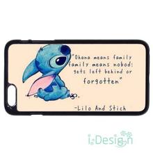 Fit for iPhone 4 4s 5 5s 5c se 6 6s 7 plus ipod touch 4/5/6 back skins cellphone case cover Stitch & Lilo Ohana Family