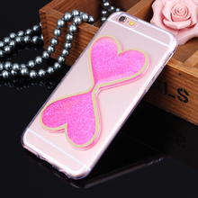 Dynamic Liquid Glitter Quicksand Clear Soft Phone Case Cover For Apple iPhone 5C Double Heart Shockproof Mobile Bags Back