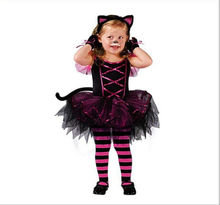 Kids Child Girls Kitty Cat Costume Carnival Halloween Princess Fairy Fancy Dress up Cosplay Outfits with Ear Headband Size 2-10Y