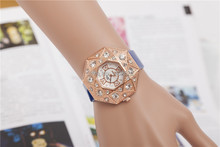 Nuevo reloj de cuarzo marca moda AD reloj de pulsera relojes de cuero de la muchacha tendencia minimalista de ocio deporte mujeres del diamante lleno de relojes