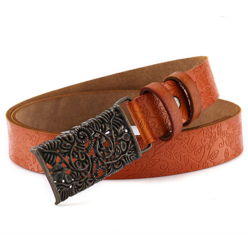 wholesale and retail Genuine leather women belt fashion vintage embossing leather belts for ...