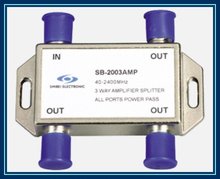 3 way SAT signal amplifier splitter SB 2003AMP all ports single way passing current Free Shipping