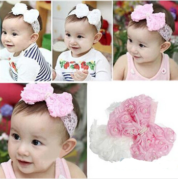 Cute Baby Girl Kid Toddler Pearl Headband Headwear Hat Accessories Rose Bow Lace Hairband Flower Headdress