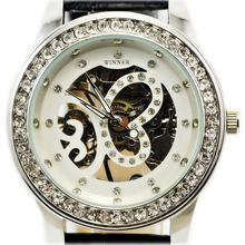 Ganador caliente venta de la tendencia de la correa con el diamante reloj mecánico automático para mujer reloj recorte jwh091