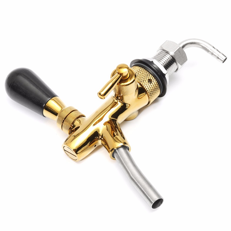 Stainless steel Golden Adjustable Draft Beer Faucet G5/8 Shank w/ Chrome Gold Plating For Kegerator Tap For Bar Kitchen