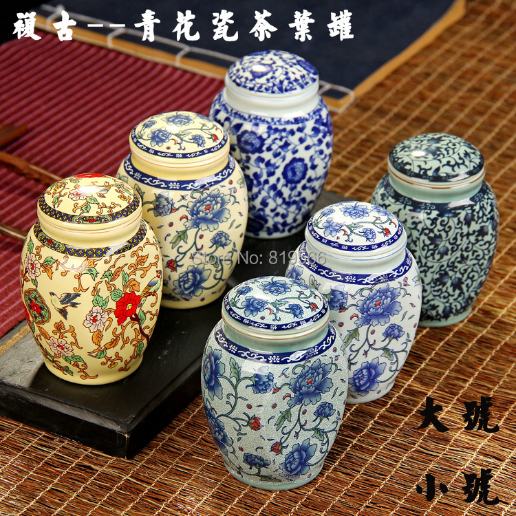 New 2015 Quality Jingdezhen Blue And White Ceramic Tea Tin Chinese Porcelain Kung Fu Tea Set Service Tea Storage Box