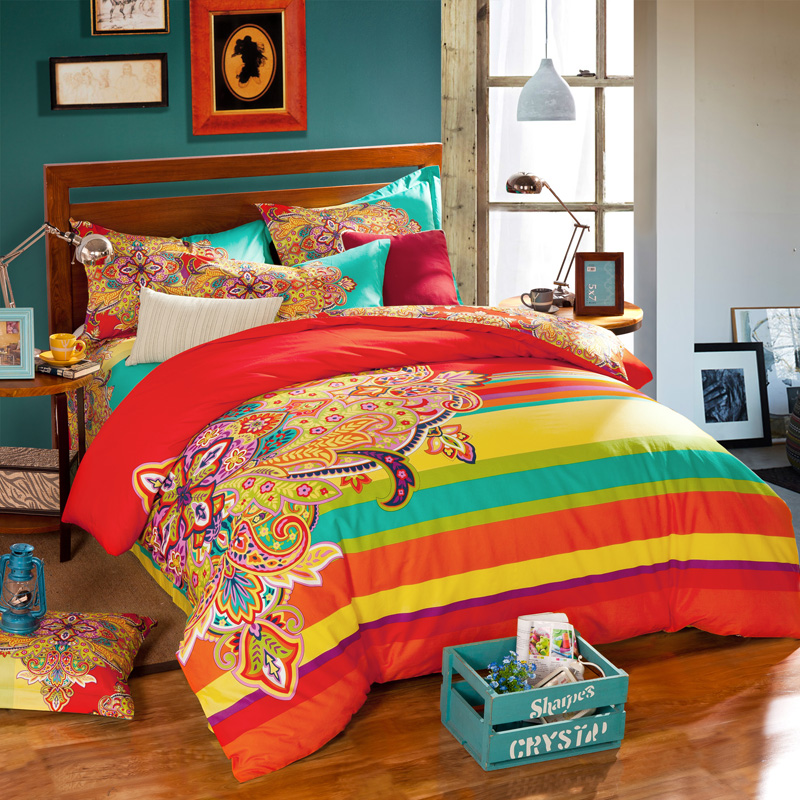 Bohemian Style Colorful Geometric Patterns and Rainbow