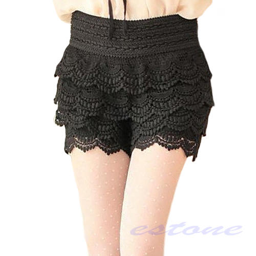 Y97Free Shipping Hot Fashion Womens Korean Sweet Crochet Tiered Lace Shorts Skorts Short Pants