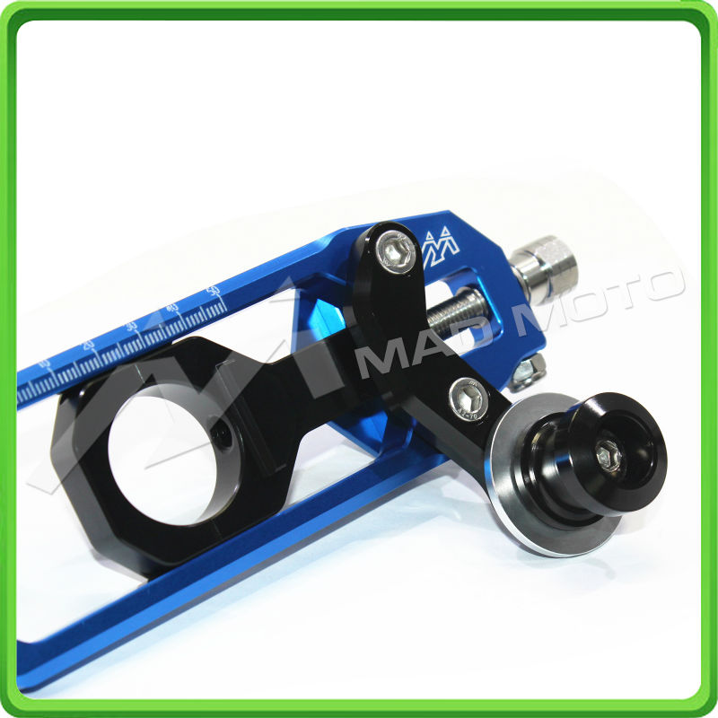 MAD MOTO free shipping Aluminum motorcycle Chain Tensioner Adjuster with spool fit for YAMAHA YZF R1 2006 YZF-R1 06 blueblack 09