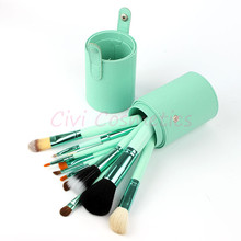 Drop shipping Professional Makeup Brush Set 12 pcs Kit Leather Cup Holder Case kit
