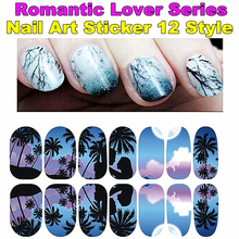 Romantic 12 Types Lover Art Nail Sticker Flower Tip Nail Europe style Sheets cute DIY strip Nails Decal Manicure nail tools