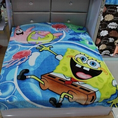 150*200cm 2015 New Children Baby Blanket/Boy Coral Fleece Blankets/Cartoon Characters/Undersea World Spongebob Comforter