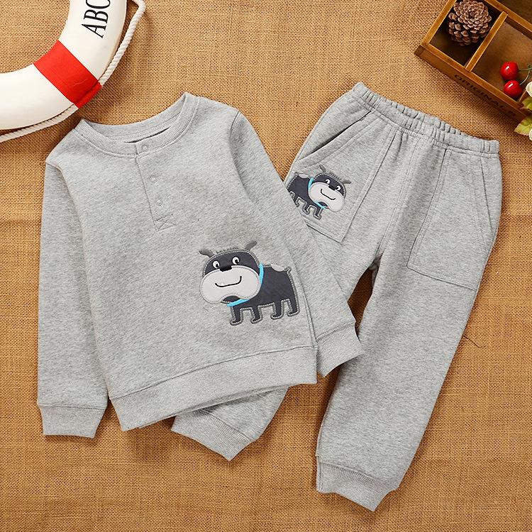 NEW 2015 Children's clothing Boys autumn and winter style Thick cotton fleece sweater 2 piece set  2-5 years old