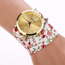 Hot New brand luxury geneva watch women Fabric Analog Quartz Bracelet Dress Wrist Watch White Pink