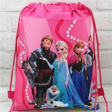 2016 minion elsa gmy school bag non-woven string shoe backpack shopping bag for boys and girls kids birthday gifts all match
