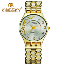 2015 Hot Kingsky Women Quartz Chain Watch Alloy White Dot Brand Flora Female Wrist Rose Gold