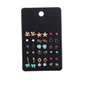 Cute Design Mixed Stud Earrings Sets Multicolor Geometric Stud Shiny Rhinestone Star and Heart Earrings Set