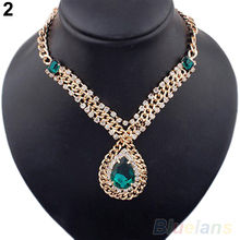 Nobility Gold Pleated Blue Sapphire Pendant Necklace Fashion Jewelry 1FVU