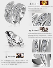 Newest Angel s Wing Engagement Rings With Platinum Plating and Pave Czech Crystals Fashion Jewelry Ri