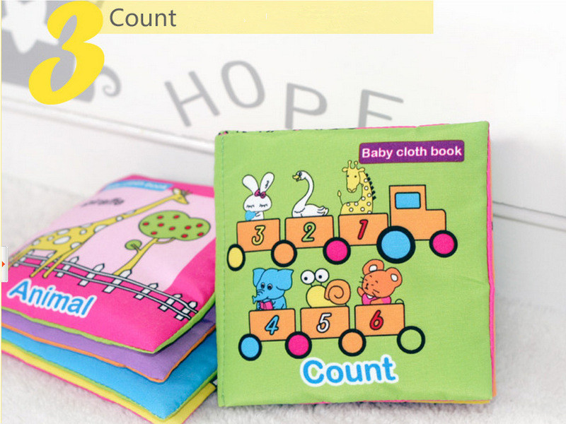 Green Count Numbers Baby Cloth Cognize Book Knowledge Multi-touch Educational Infant Developmental Toys 4*4inch 11*11cm New