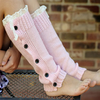 Winter Warm Children Elegant Long Knit Thick Leg Warmer Knee High Hosiery Stocking Girls Knit Leg Warmers With Lace