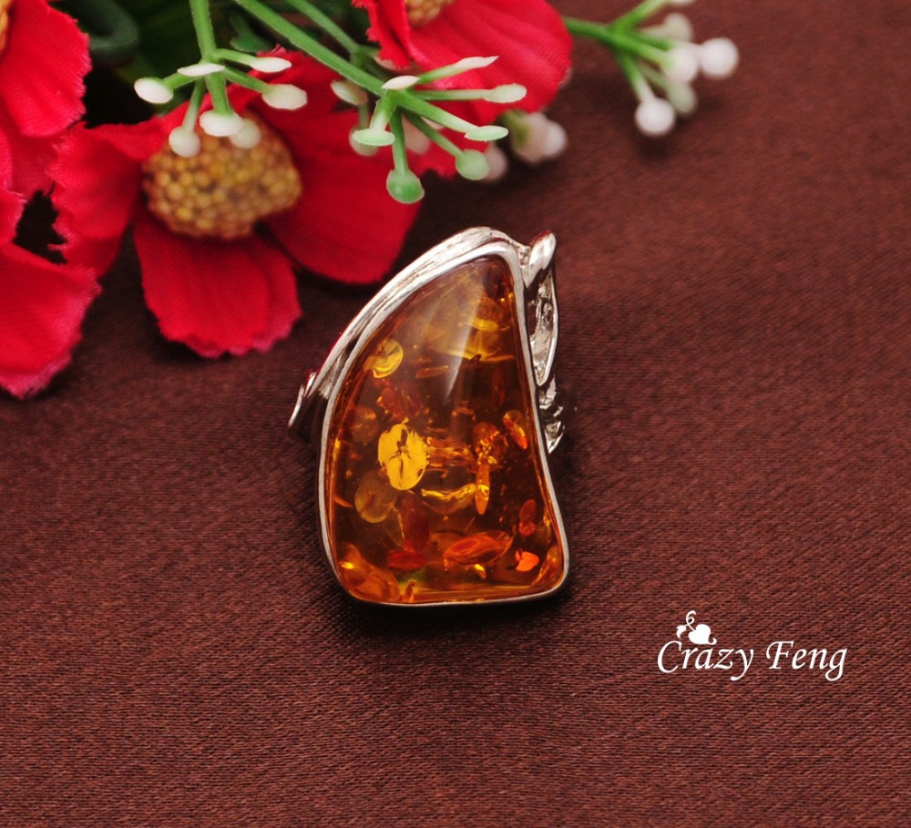 High Quality New Brand Design Simple Amber Stone Rings for Women Men Fashion Wedding Ring Jewelry