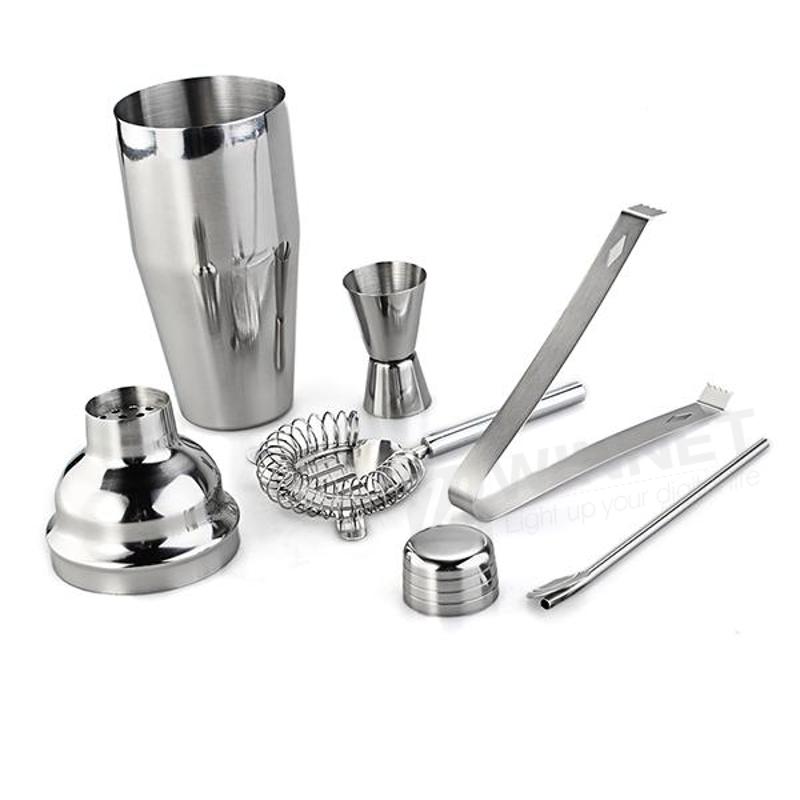 2021 Wholesale Set 5 Stainless Steel Cocktail 750ml Shaker Jigger Mixer Ice Strainer Clip Spoon