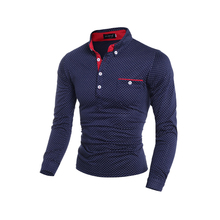 2016 New Mens Polo Shirt Brands Turn Down Collar Polka Dot Long Sleeve Polo Shirt Slim Fit Men’s Top Tees Plus Size WS227