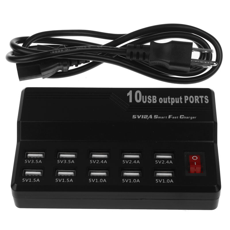 Puscard Universal 10 Ports Quick Smart USB Wall Charger Travel AC Power Adapter Charging Station For Mobile Phone Tablets PC