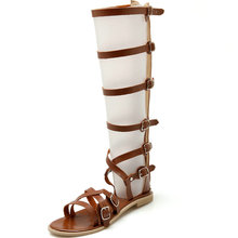 2016 Women Sandals Summer Flats Sexy Knee High boots gladiator Sandals women Casual flats Shoes designer big size 34-43