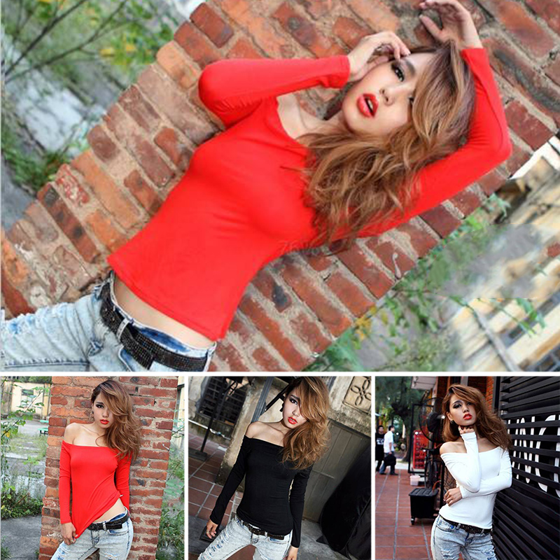 Summer Style Women s T Shirt Sexy Off The Shoulder Tops For Women Tshirt Solid Casual