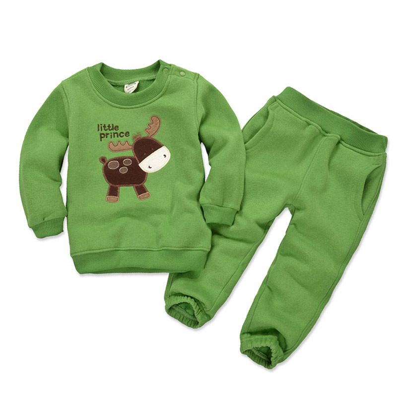 2013 new child fleece sweatshirt set male children's clothing autumn and winter cotton thermal thickening baby clothes