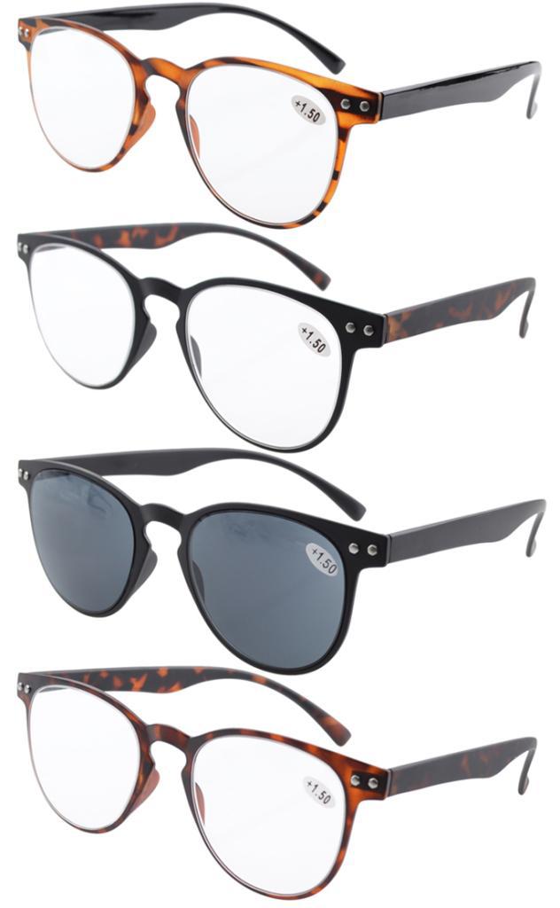 4 Pack Eyekepper Round Full Coverage Ultrathin Flex Frame Reading Glasses R060 0 5 0 75
