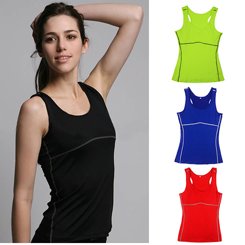Hot!! Sports Top For Women Fitness Lady\'s Sportwear Shirt Jogger Tank Vest Jogging Tank Tops Runnging T-shirt With Pad GYM Top