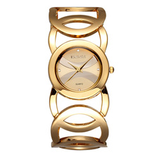Unique Hollow Design oro rosa cuarzo mira los relojes 2015 para mujer de moda Barcelet vestido reloj garantía de calidad