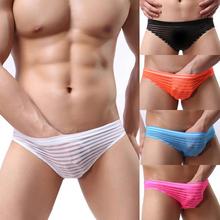 2016 New Arrivals Striped Lace Sexy Transparent Men’s Briefs Mesh Breathable Men Underwear Briefs Sheer Elastic