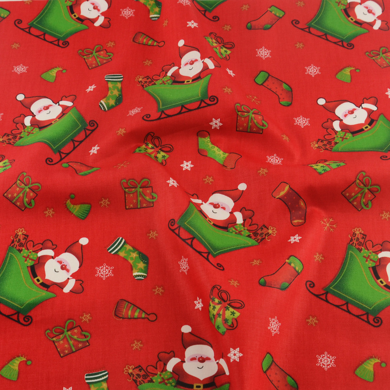 Christmas design 100% red cotton fabric DIY quilting telas patchwork children bibs scrapbooking tisue bedding 50cmx160cm/piece