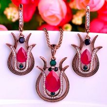 Supper Turkish Vintage Jewelry Sets Fine Women Resin Necklace Earring Accessories Set Brand Russian Design Red Jewelry sets Man