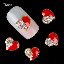 10pcs Golden Metal Heart Rhinestones 3d Nail Art Decorations, Alloy Nail Stcikers Charms Jewelry for Nail Gel/Polish Tools TN044