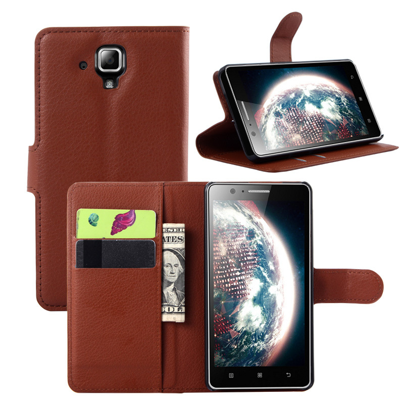 NEW hot 10pcs luxury leather Litchi grain Noble concise Flip Stand wallet cover case for Lenovo A536