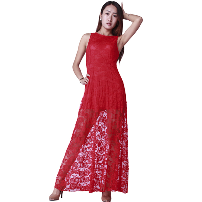 ... Maxi-Lace-Dress-Women-Sleeveless-Vintage-Red-Evening-Party-Dresses