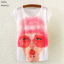 Printed T Shirt Women Brand 2015 Summer Tops Ropa Mujer Animal Owl Print T shirt White