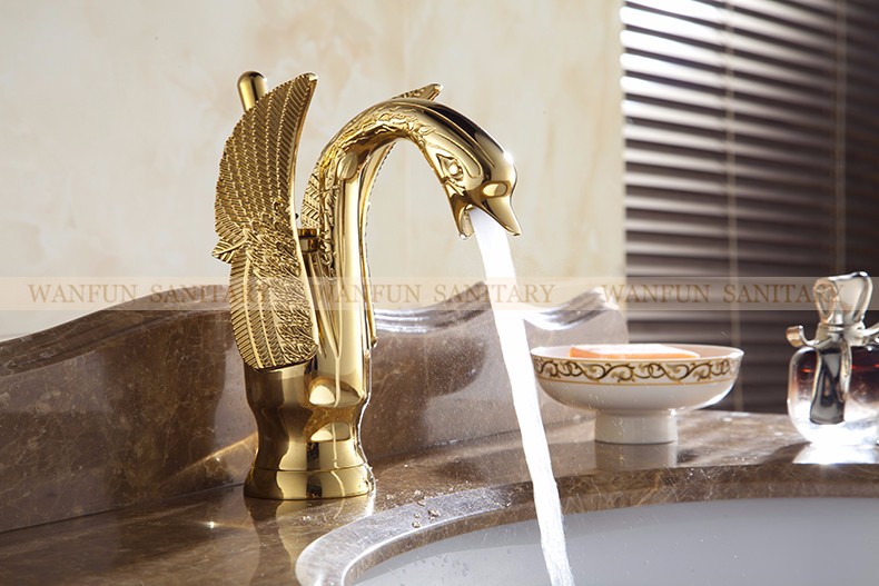 HU Brass Bathroom Washbasin European Faucet Plating Tap